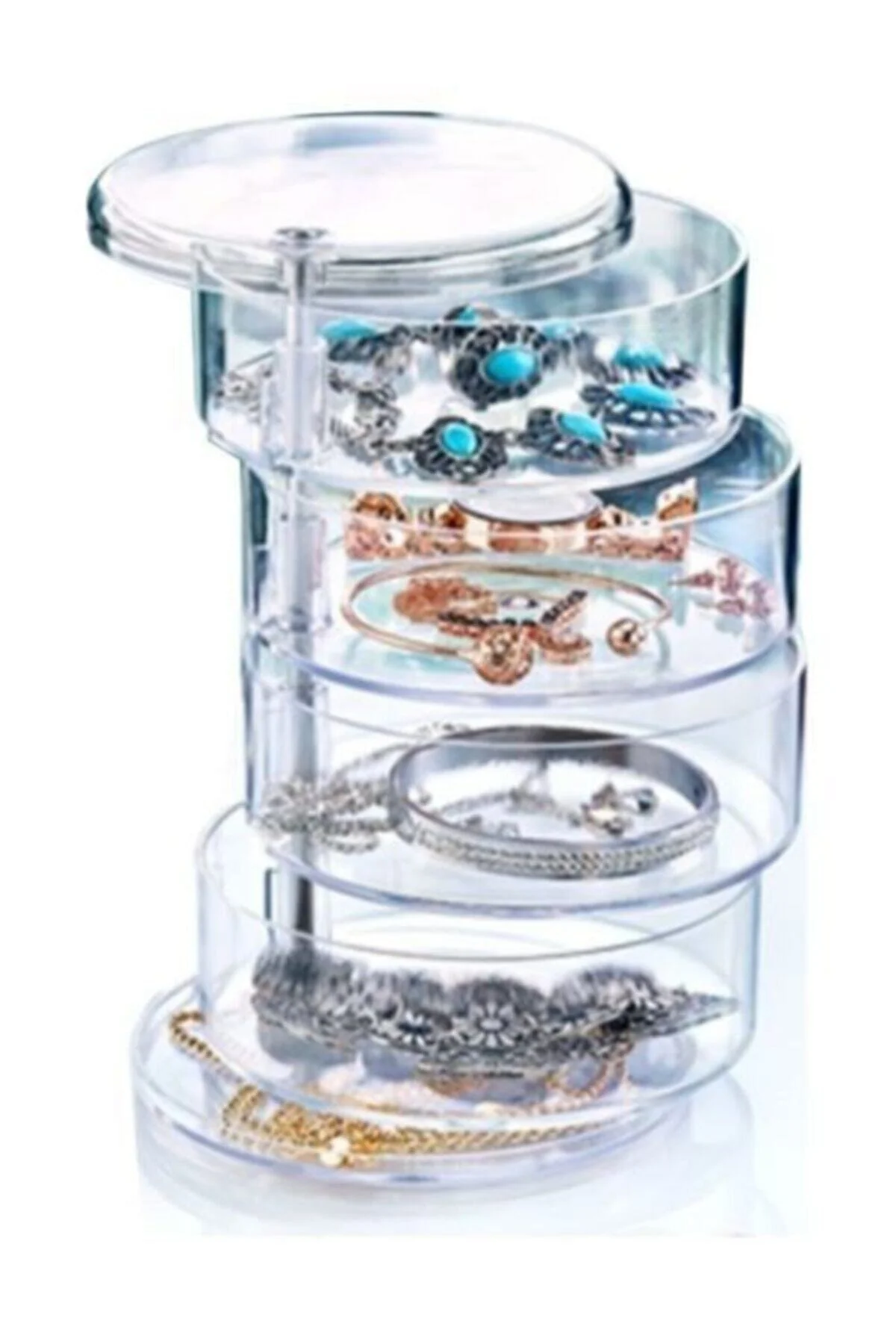 4 Katlı Dönebilen Makyaj Çekmecesi Makyaj Takı Organizeri Ak-515