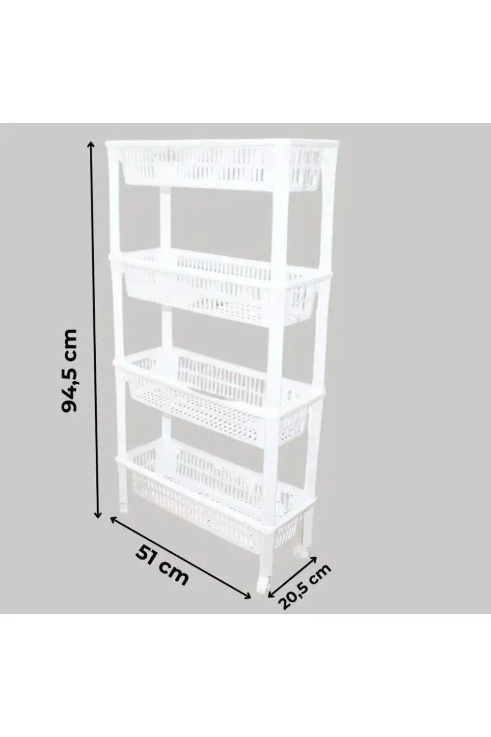 4 Katlı Mutfak Banyo Düzenleyici, 4 Raflı Tekerlekli Düzenleyici