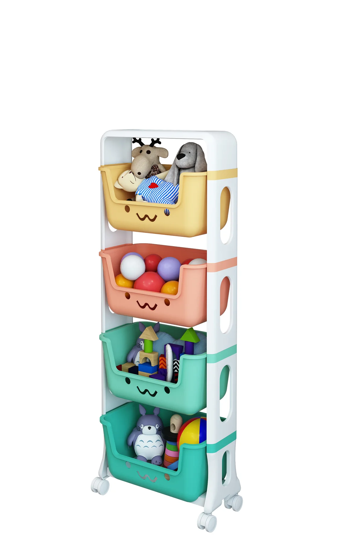 4 Katlı Oyuncak Dolabı, Oyuncak Organizeri, Sepetli Oyuncak Dolab