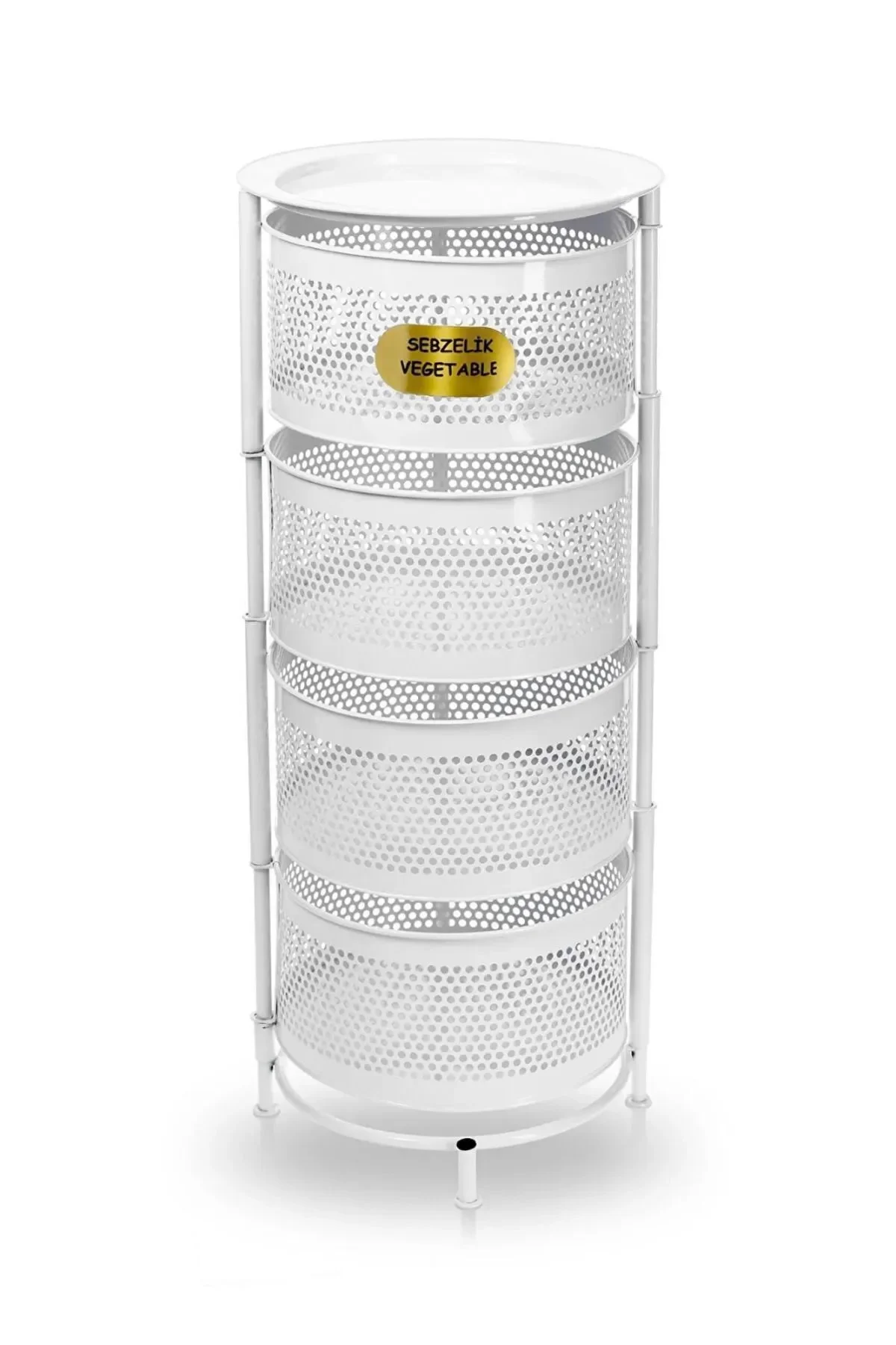 4 Katlı Yana Açılır Krem Tekerlekli Patates Soğan Sepeti Sebze Me