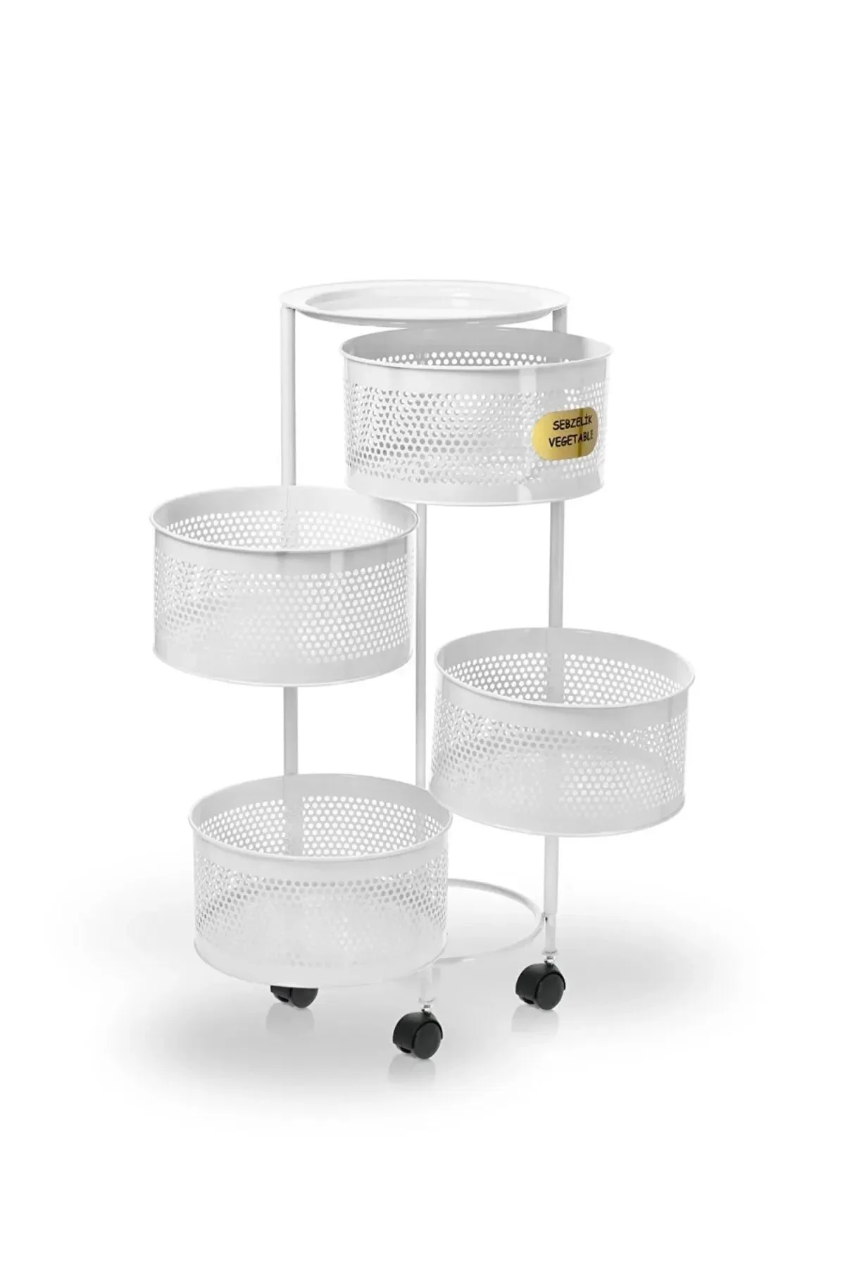 4 Katlı Yana Açılır Krem Tekerlekli Patates Soğan Sepeti Sebze Me