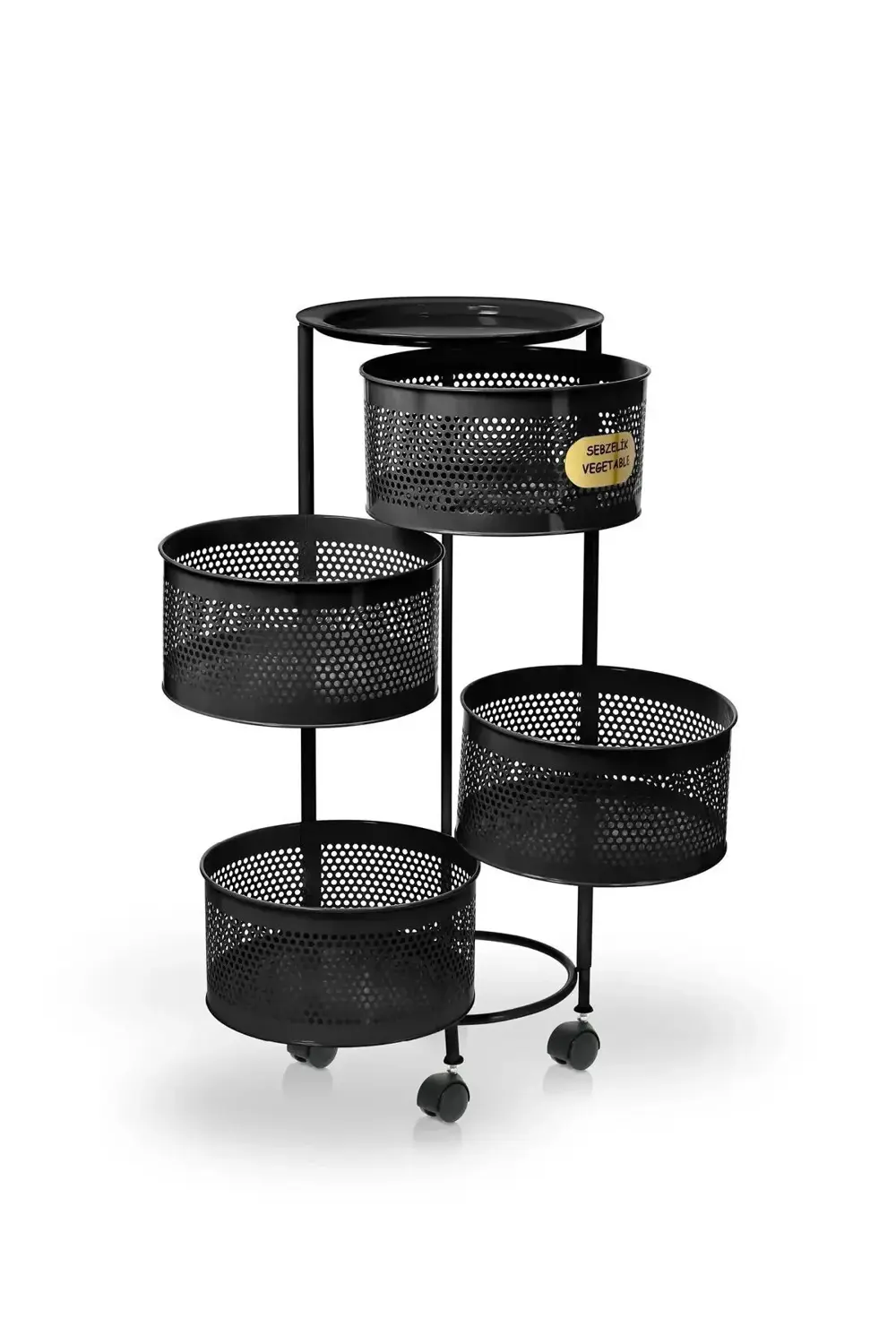 4 Katlı Yana Açılır Krem Tekerlekli Patates Soğan Sepeti Sebze Me