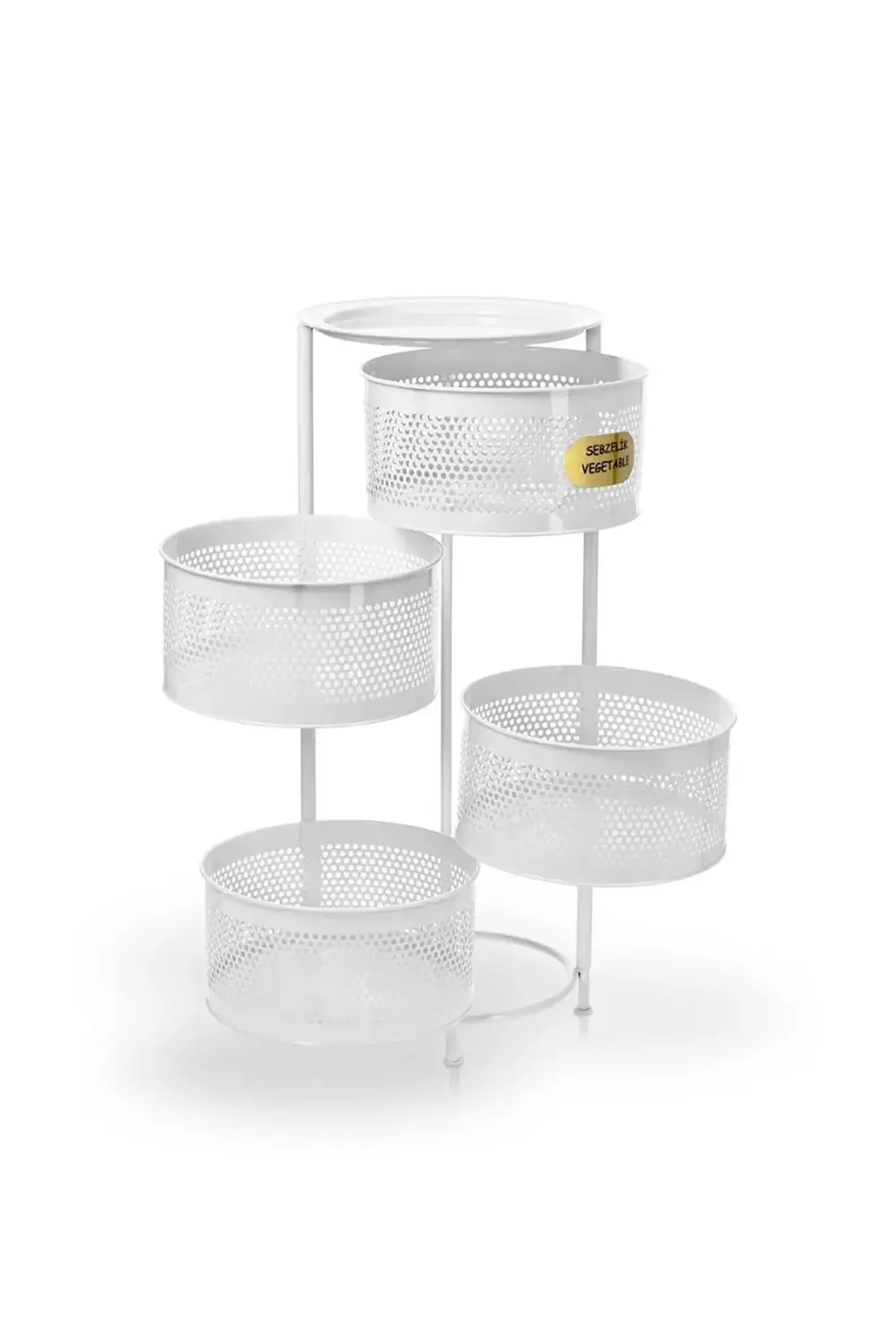 4 Katlı Yana Açılır Krem Tekerlekli Patates Soğan Sepeti Sebze Me