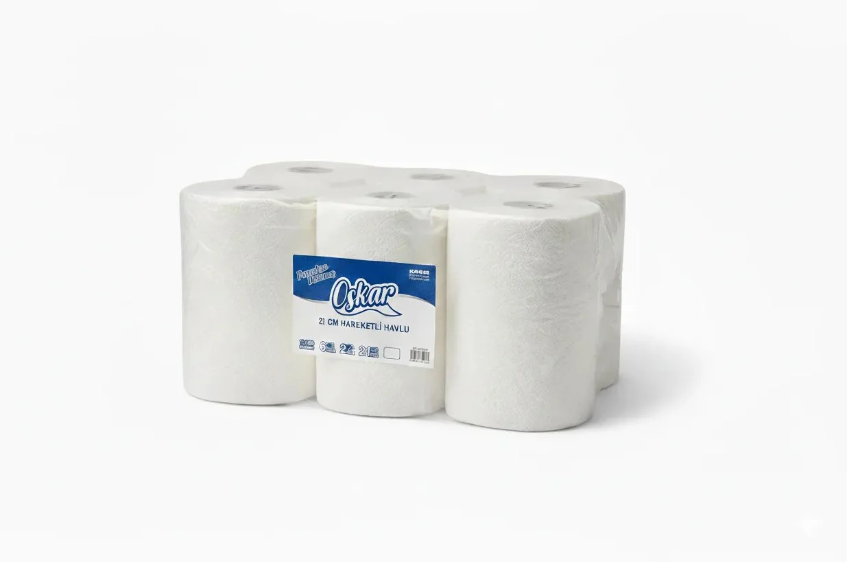 4 kg 21cm Hareketli Havlu - 6 Rulo | Kurumsal Toiletlük Kağıdı | Yüksek Kapasiteli Dispenser