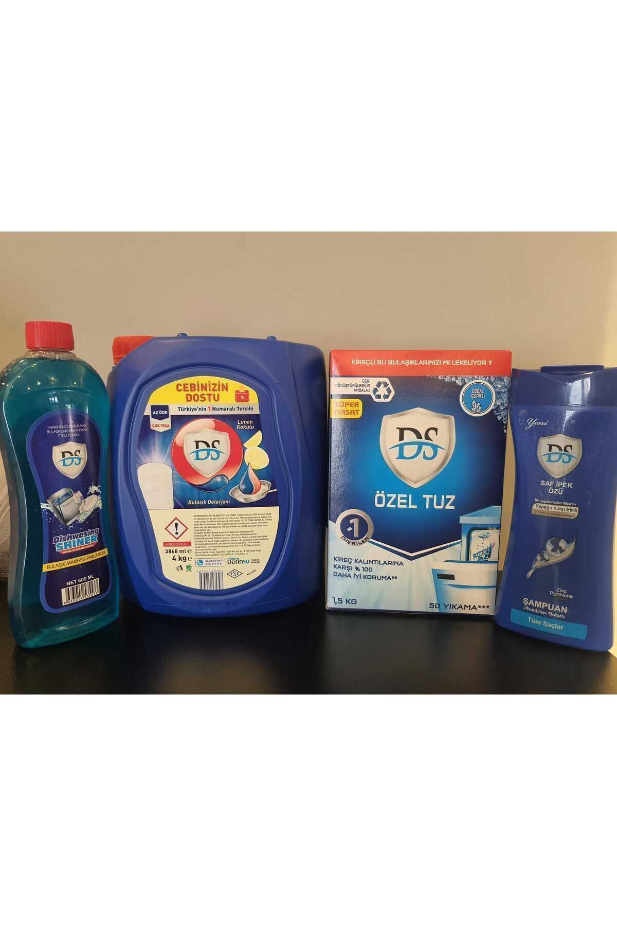4 kg BULAŞIK DETERJANI+1.5 kg ÖZEL TUZ+500 ml PARLATICI+480 ml ŞAMPUAN