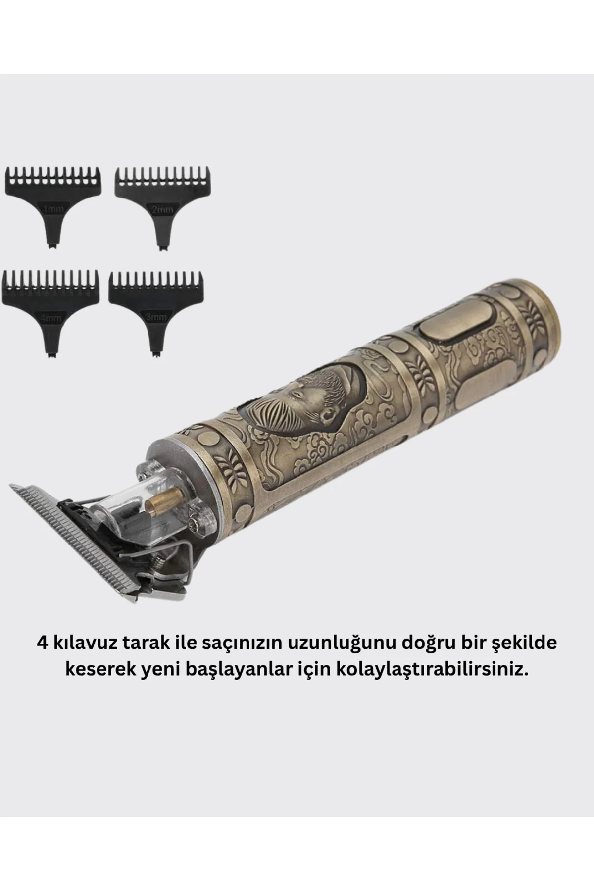 4 Kılavuz Taraklı Profesyonel Saç ve Sakal Kesme Makinesi