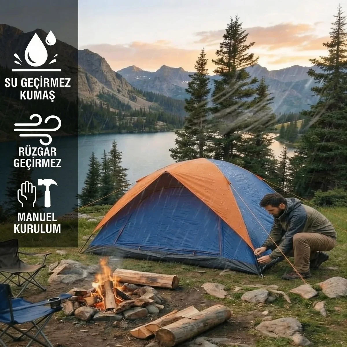 4 Kişilik Manuel Kurulum Gölgelikli Kamp Çadırı – Aile, Doğa, Piknik Ve Outdoor 200x200x135 Cm Bx40 Fiyatı, Yorumları ve Özellikleri