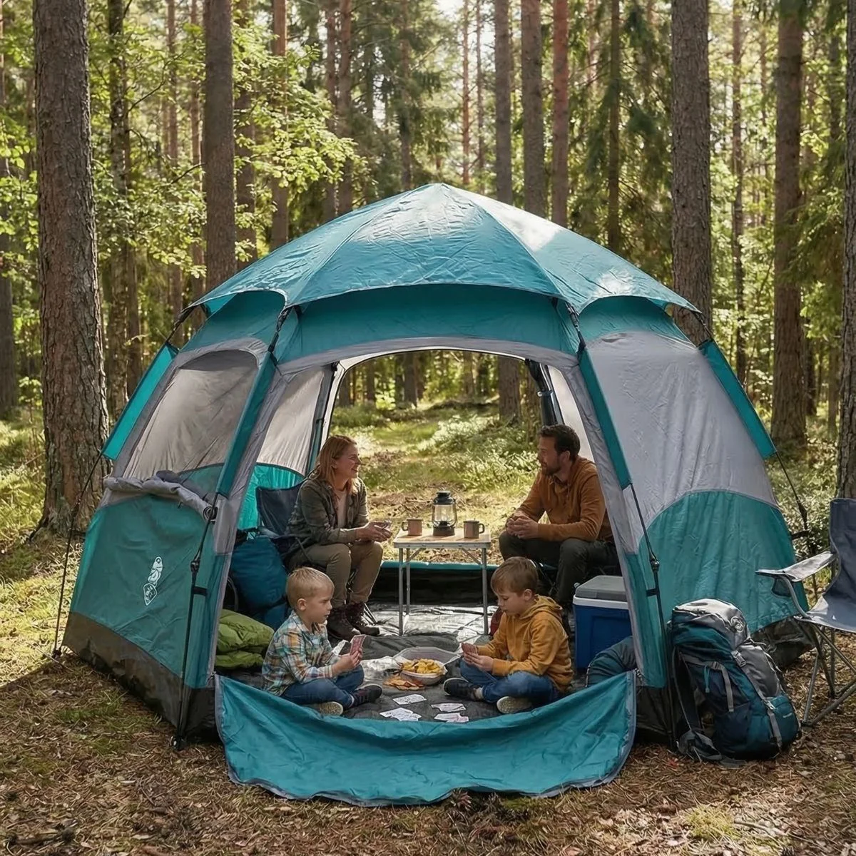 4 Kişilik Otomatik Kamp Çadırı – Altıgen Tasarım, Çift Kapılı, Suya Dayanıklı, Hızlı Kurulumlu Geniş Aile Outdoor Çadırı 240x240x160 cm 4 Kişilik Otomatik Kamp Çadırı – Altıgen Tasarım, Çift Kapılı, Suya Dayanıklı, Hızlı Kurulumlu Geniş Aile Outdoor Çadırı 240x240x160 cm