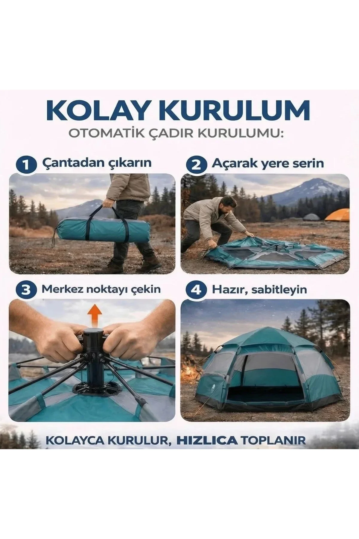 4 Kişilik Otomatik Kamp Çadırı – Altıgen Tasarım, Çift Kapılı, Suya Dayanıklı, Hızlı Kurulumlu Geniş 4 Kişilik Otomatik Kamp Çadırı – Altıgen Tasarım, Çift Kapılı, Suya Dayanıklı, Hızlı Kurulumlu Geniş