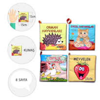 4 Kitap Tox Meyveler , Çiftlik , Orman ve Evcil Hayvanlar Kumaş S