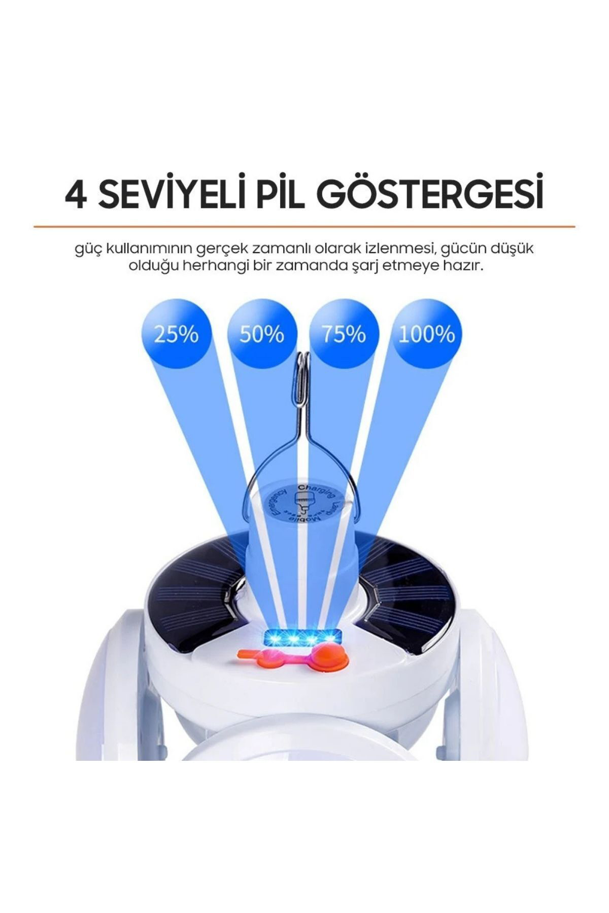 4 Kol 1 Gövde Solar Güneş Enerjisi İle Şarj Olabilen Kanca ve Pil
