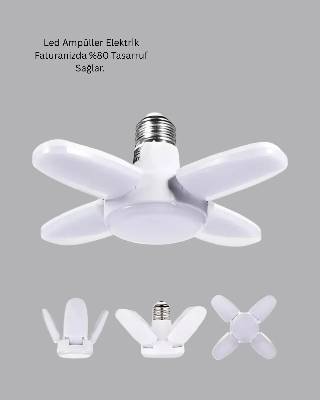 4 Kollu Katlanır Pervane LED Ampül 60 Watt Yüksek Aydınlatma ve Enerji Tasarrufu