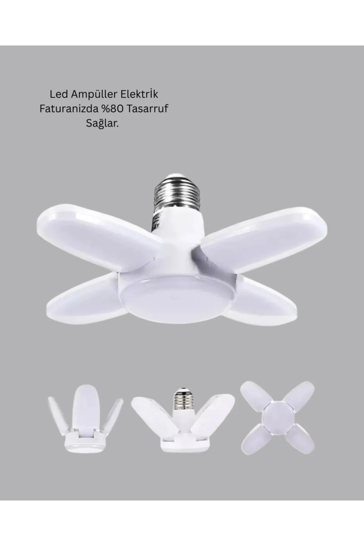 4 Kollu Katlanır Pervane LED Ampül 60 Watt Yüksek Aydınlatma ve Enerji Tasarrufu
