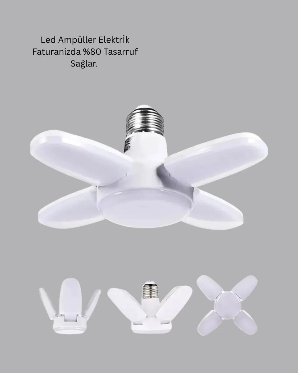 4 Kollu Katlanır Pervane LED Ampül 60 Watt - Yüksek Aydınlatma ve Enerji Tasarrufu