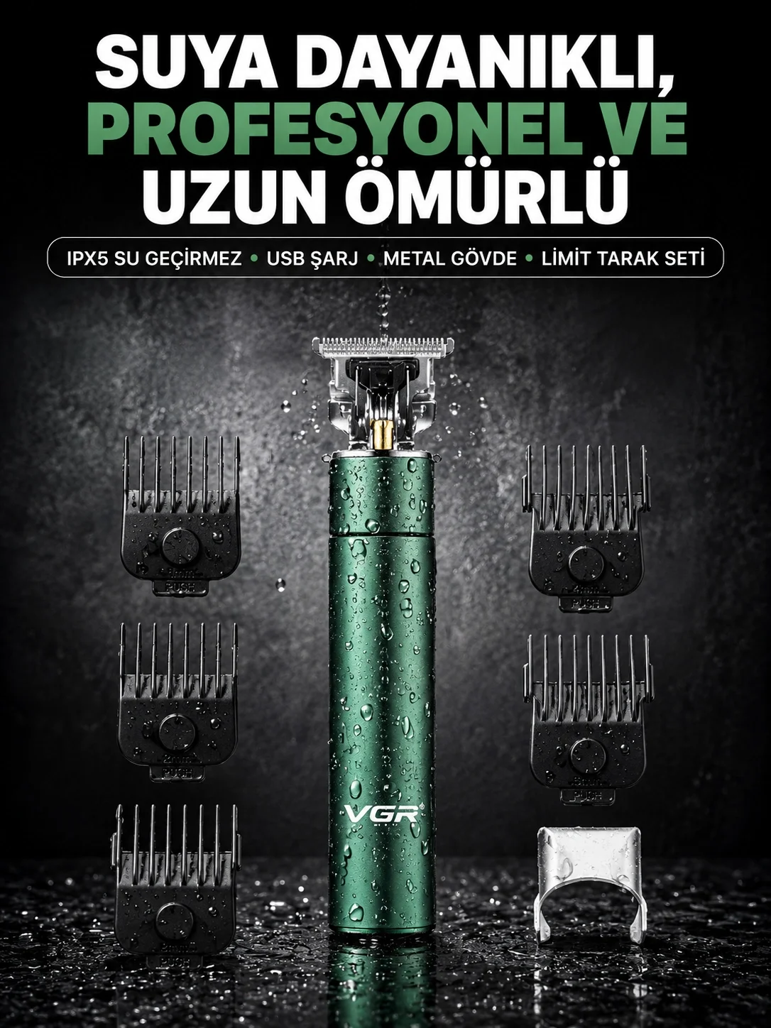 4 Limit Taraklı IPX5 Su Geçirmez Saç Kesme Makinesi