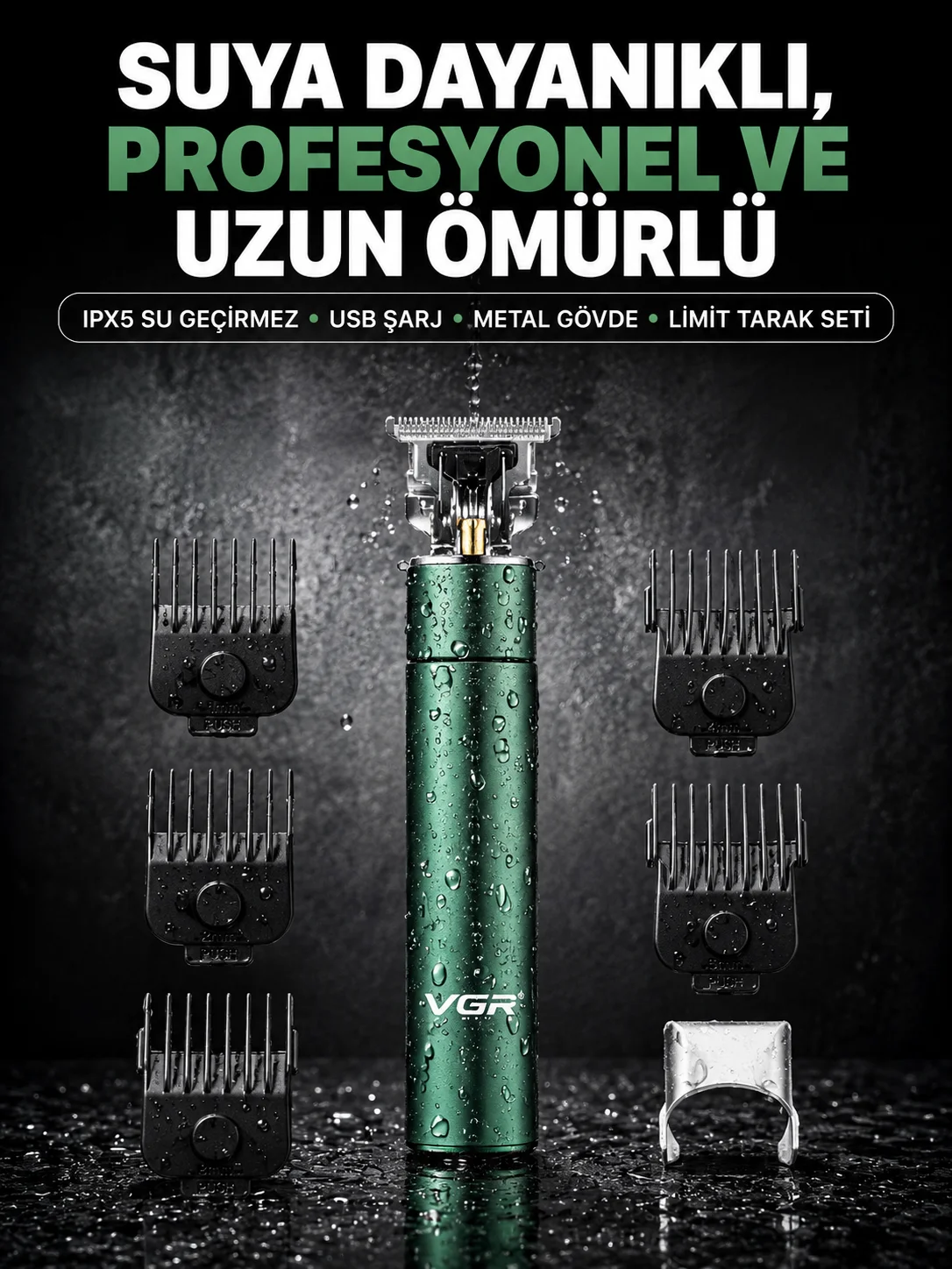 4 Limit Taraklı IPX5 Su Geçirmez Saç Kesme Makinesi 4 Limit Taraklı IPX5 Su Geçirmez Saç Kesme Makinesi