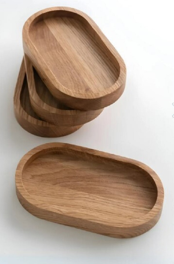 Redwood Otantik 4 Lü Ahşap Tepsi Çay Tepsisi Kahve Tepsisi Sunum Tepsisi 16Cm Uzunluk Sunumluk