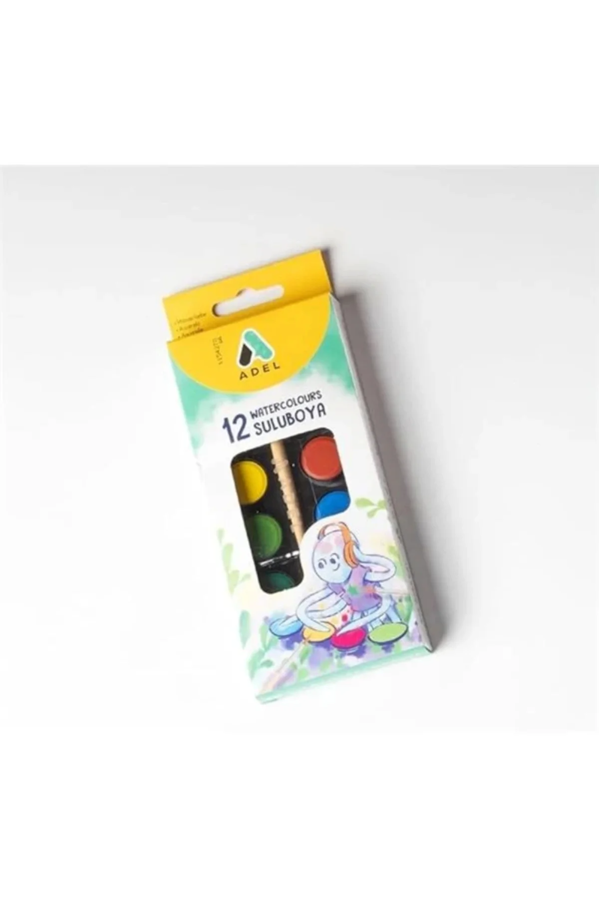 4 ?lü Boyama Seti + Resim Defteri 25x35, 12 Renk, Keçeli Kalem, Kuru,Pastel ve Sulu Boya, Fırça