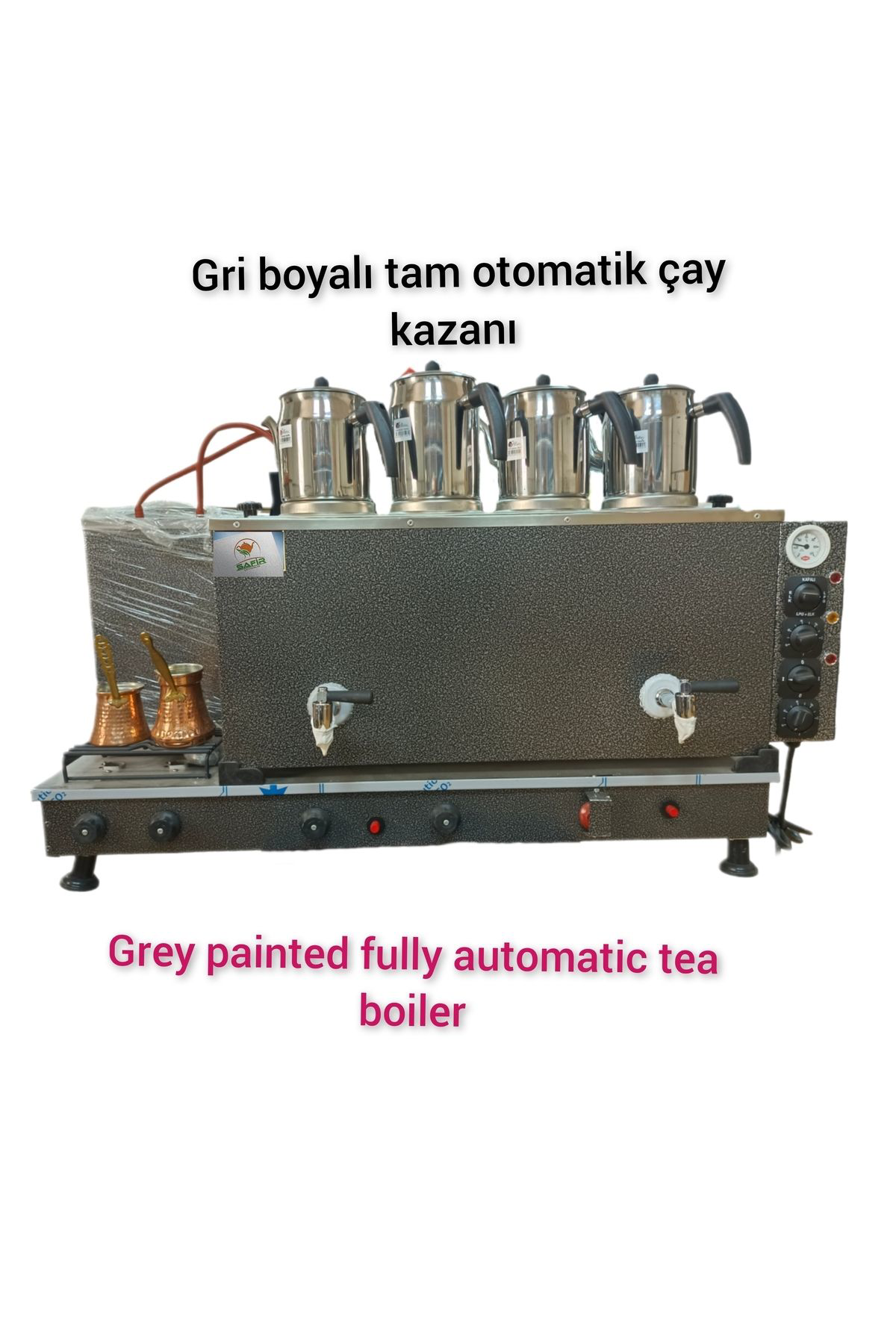 Safir Çay Kazanlari 4 Lü Gri Çay Kazanı Doğalgazlı Ventil Sistemli Ce Belgeli Gazmer 