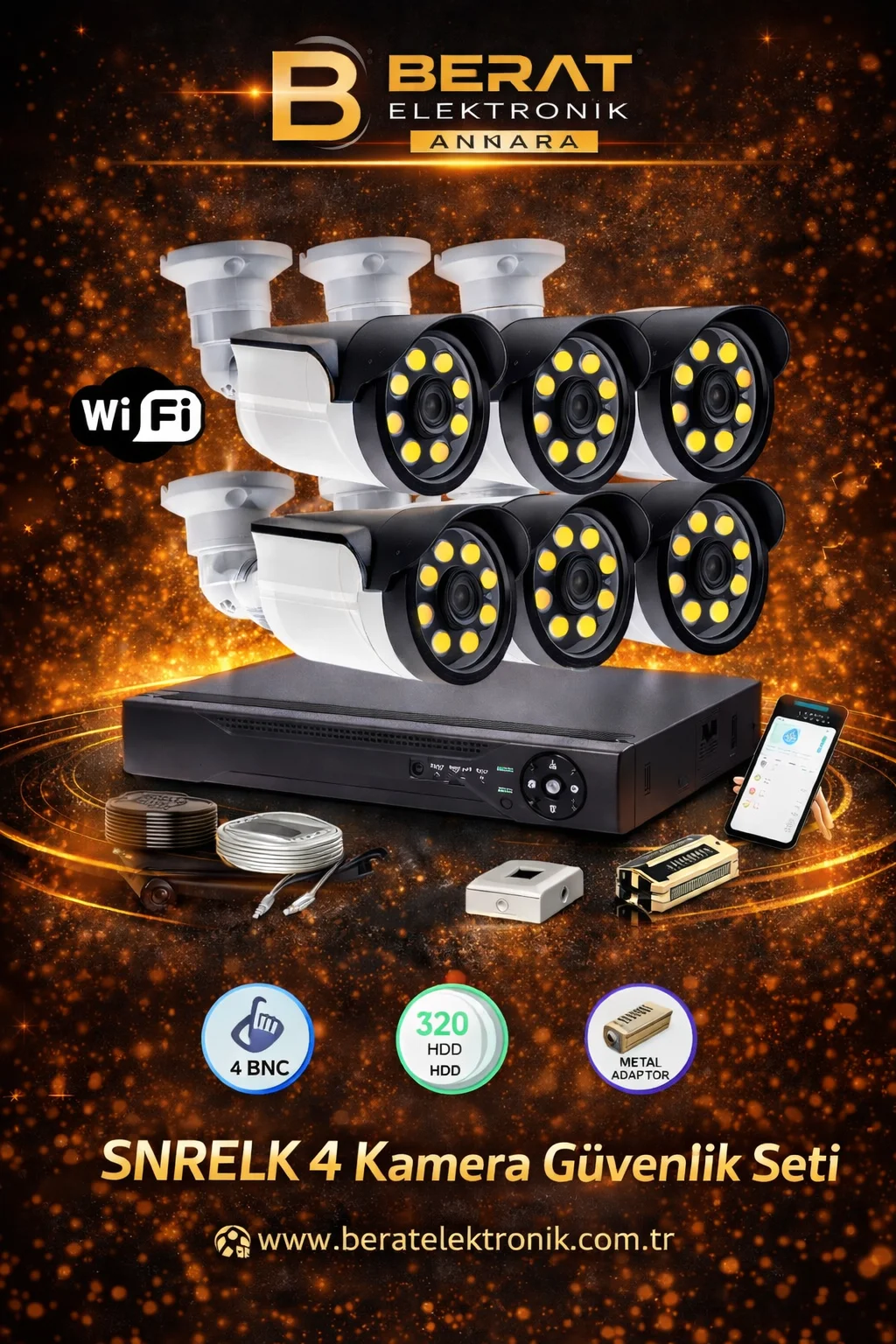 4 Lü Güvenlik Kamera Seti 1080p Ahd Kamera Seti Gece Izlenebilir Fiyatı, Yorumları ve Özellikleri