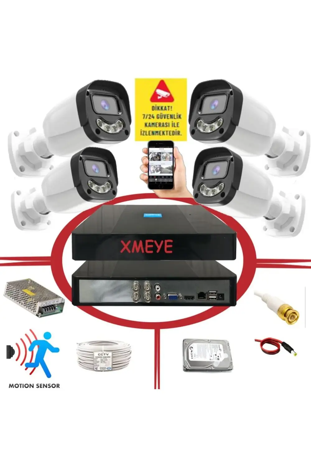 4 lü Hareket Algılayan 5 MP Lens 4 Warm Led Gece Renkli Gösteren