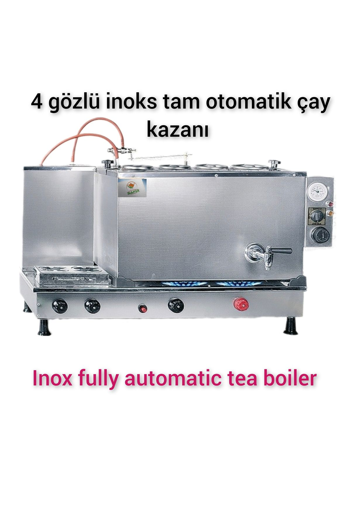 4 lü inoks çay kazanı Doğalgazlı CE ve GAZMER Onaylı Gaz Emniyet 