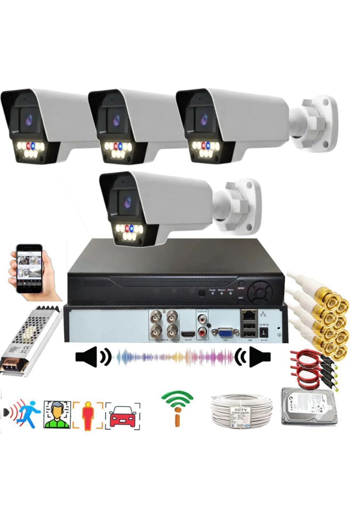 4 lü Sesli Araç İnsan Yüz ve Hareket Algılayan 5 MP Lens 9 Warm L 4 lü Sesli Araç İnsan Yüz ve Hareket Algılayan 5 MP Lens 9 Warm L