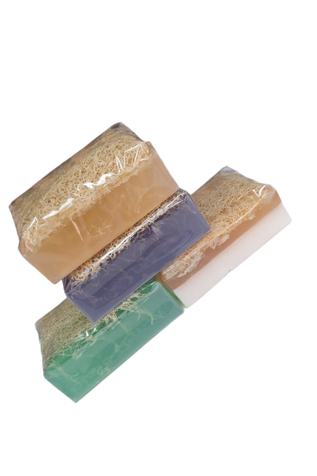 4 lü Set Doğal Kabak Lifli Sabun Aloe Vera - Lavanta - Pirinç Özl