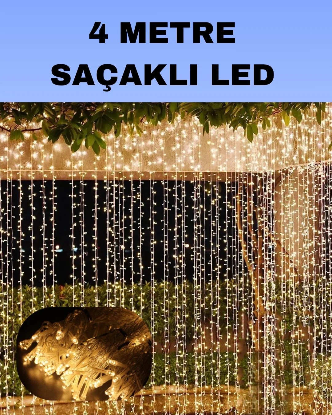 4 Metre Icicle Şelale Led Perde Işık Sarı Aydınlatma Fiyatı, Yorumları ve Özellikleri