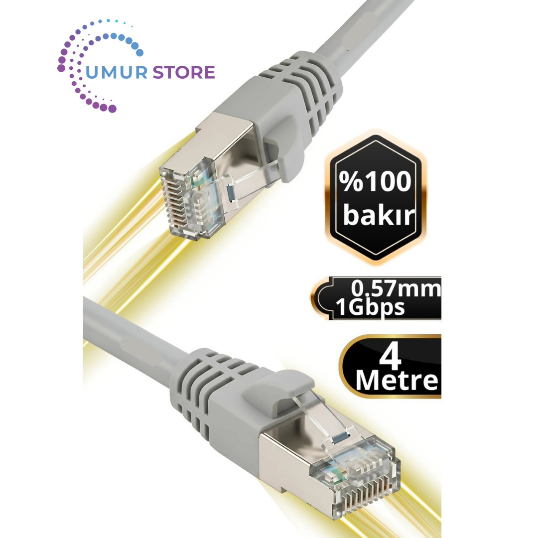 Herz 4 Metre İnternet Kablosu/%100 Saf Bakır Tel-0.57Mm-Cat6-1Gbps /İç