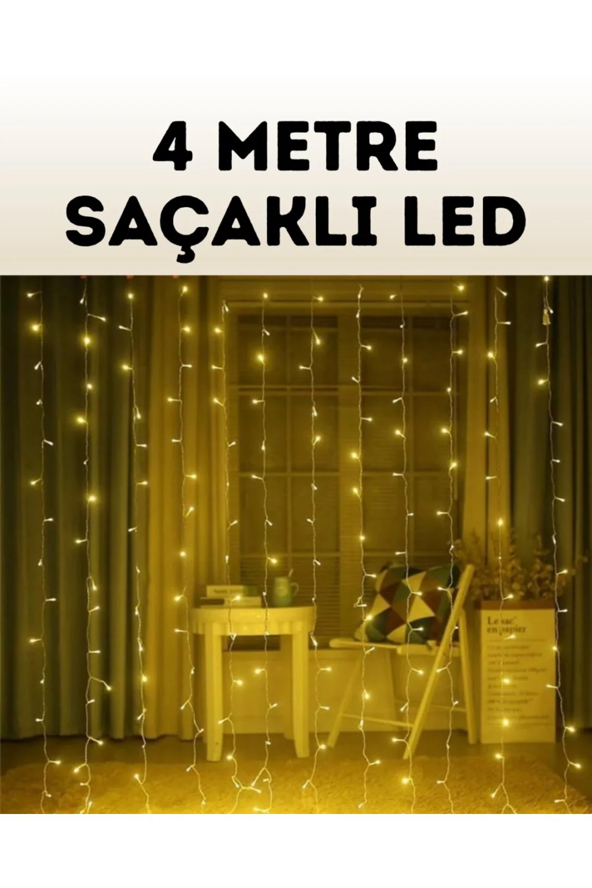 4 Metre Şelale Perde Led Işık Dış Mekan İç Mekan Uyumlu