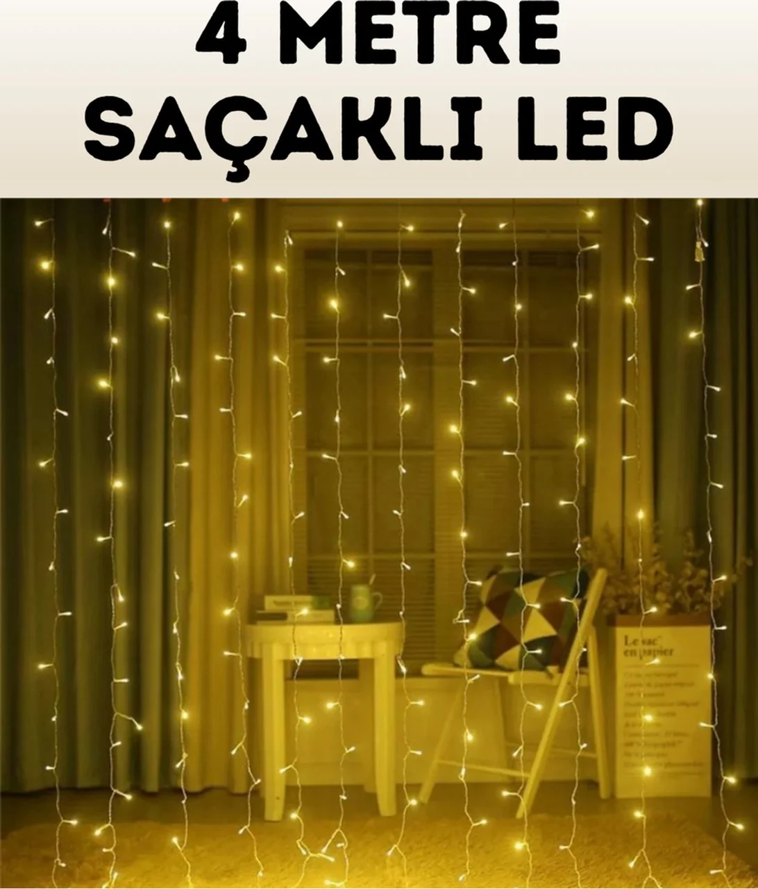 4 Metre Şelale Perde Led Işık Dış Mekan İç Mekan Uyumlu Diğer