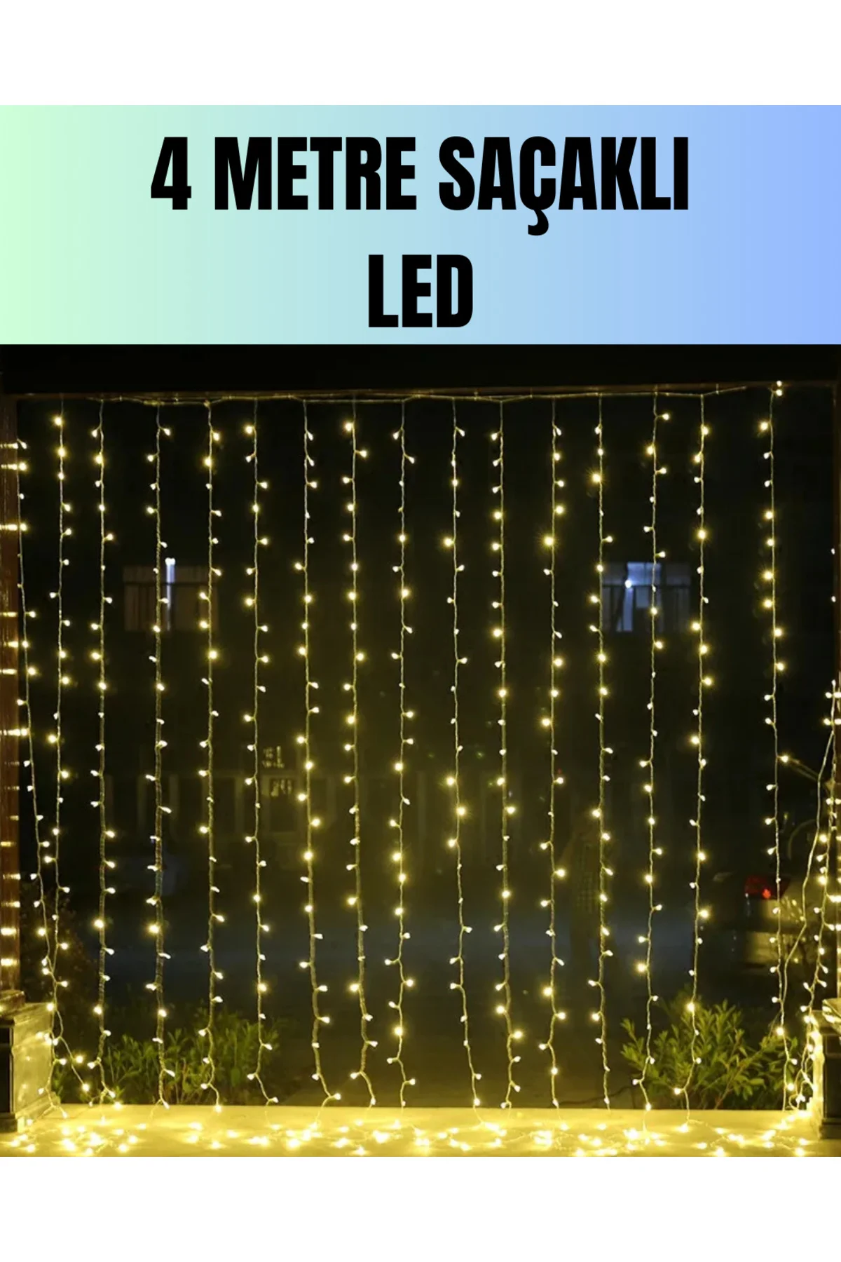 4 Metre Yılbaşı Şelale Led Perde Işık Ev Bahçe Dekor