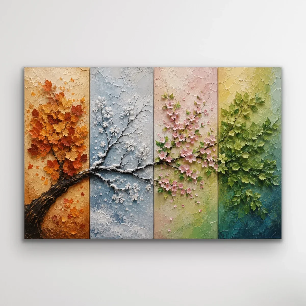 4 Mevsim Ağaç Kanvas Tablo 20x30 CM - Solmaz Duvar Dekorasyonu