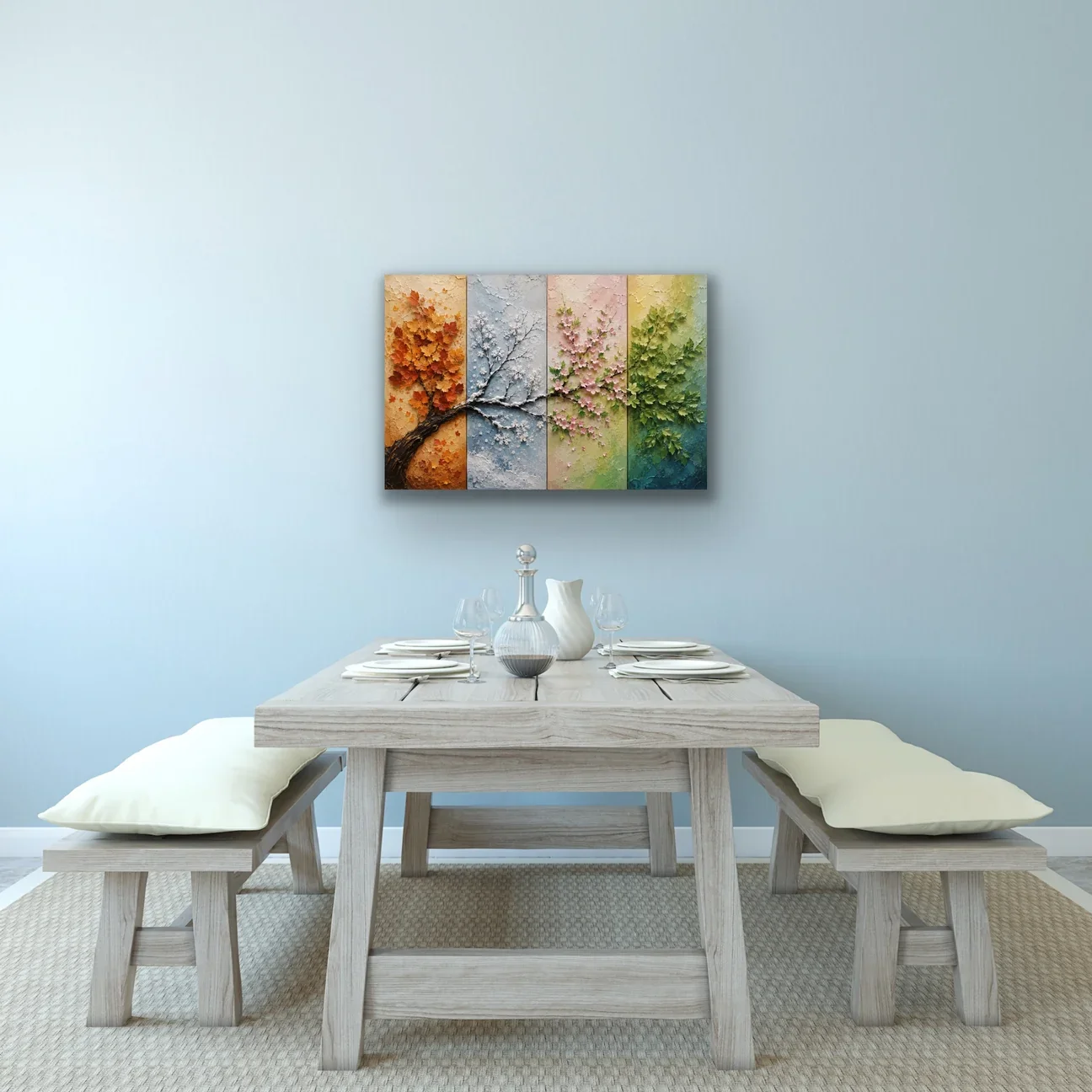 4 Mevsim Ağaç Kanvas Tablo 20x30 CM - Solmaz Duvar Dekorasyonu