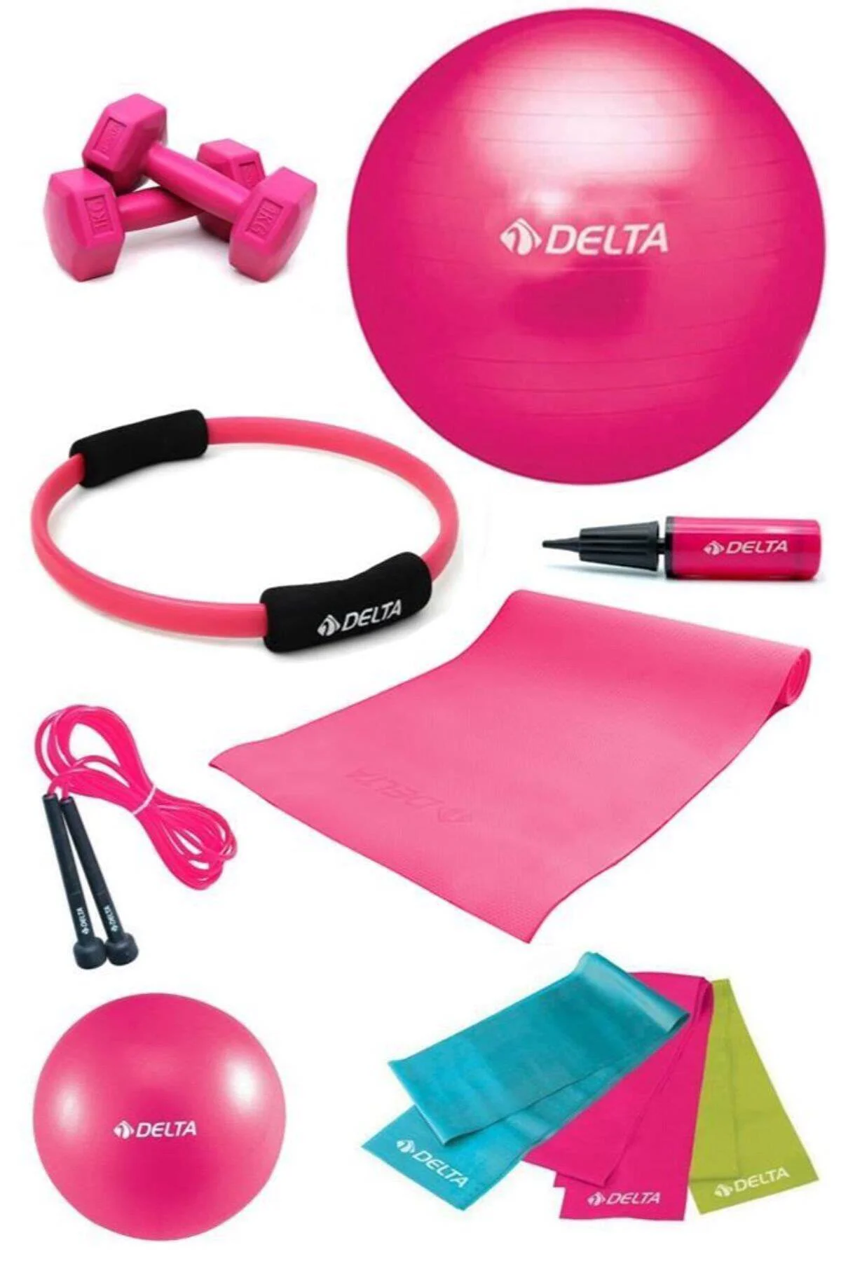 4 MM Minderli PFS Fuşya Full Pilates Seti (65 cm 20 cm)