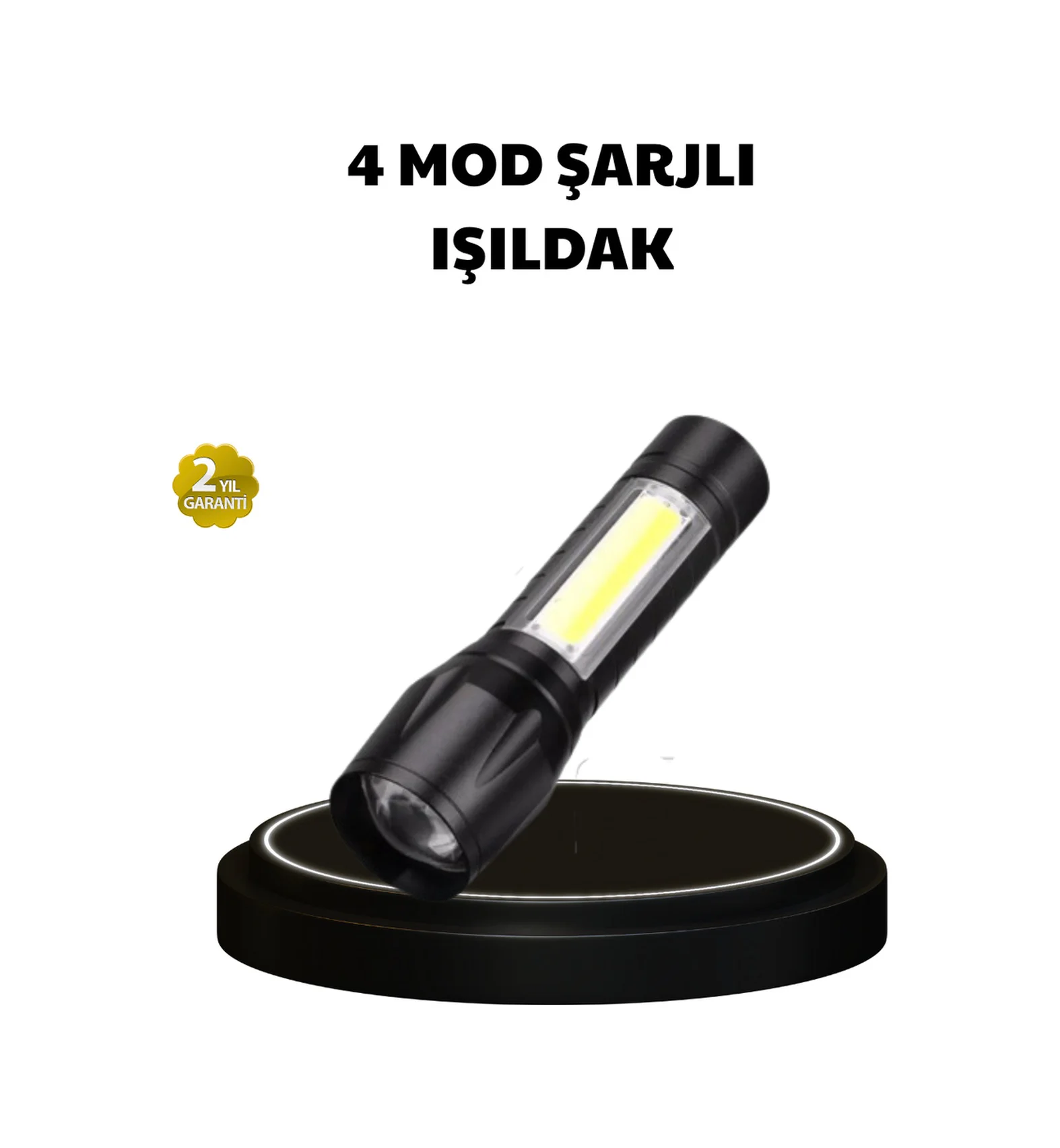 4 Mod Şarjlı Işıldak Ultra Güçlü Cree Led Su Geçirmez Alüminyum Gövde - Lisinya Diğer