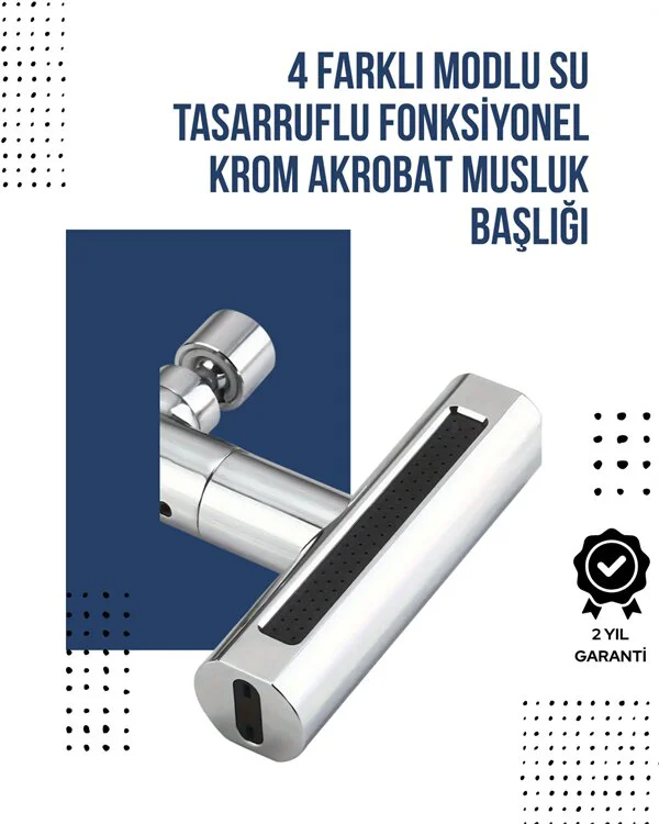 4 Modlu Musluk Başlığı - Şelale, Yağmur, Sprey, Köpük Akışı | Yüksek Basınç & Modern Tasarım