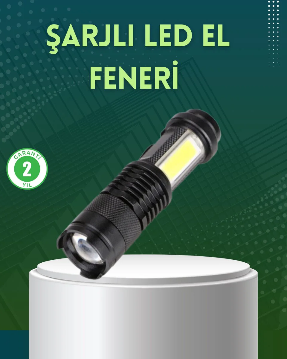 4 Modlu USB Şarjlı LED El Feneri - 2000 Lümen, Su Geçirmez, Kamp ve Outdoor