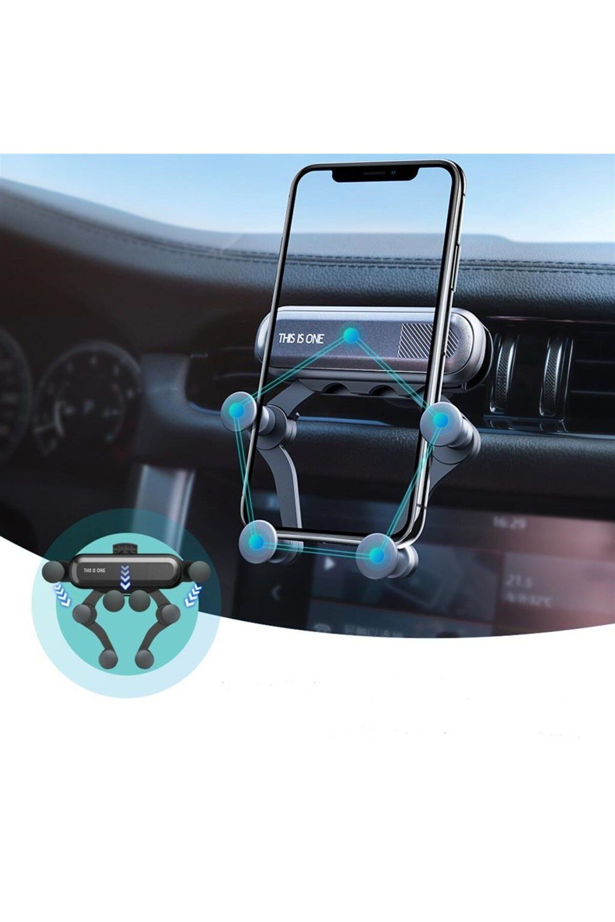 Ok Aksesuar 4 Nokta Destekli Araç İçi Cep Telefonu Sabitleyici Tutucu Aparat