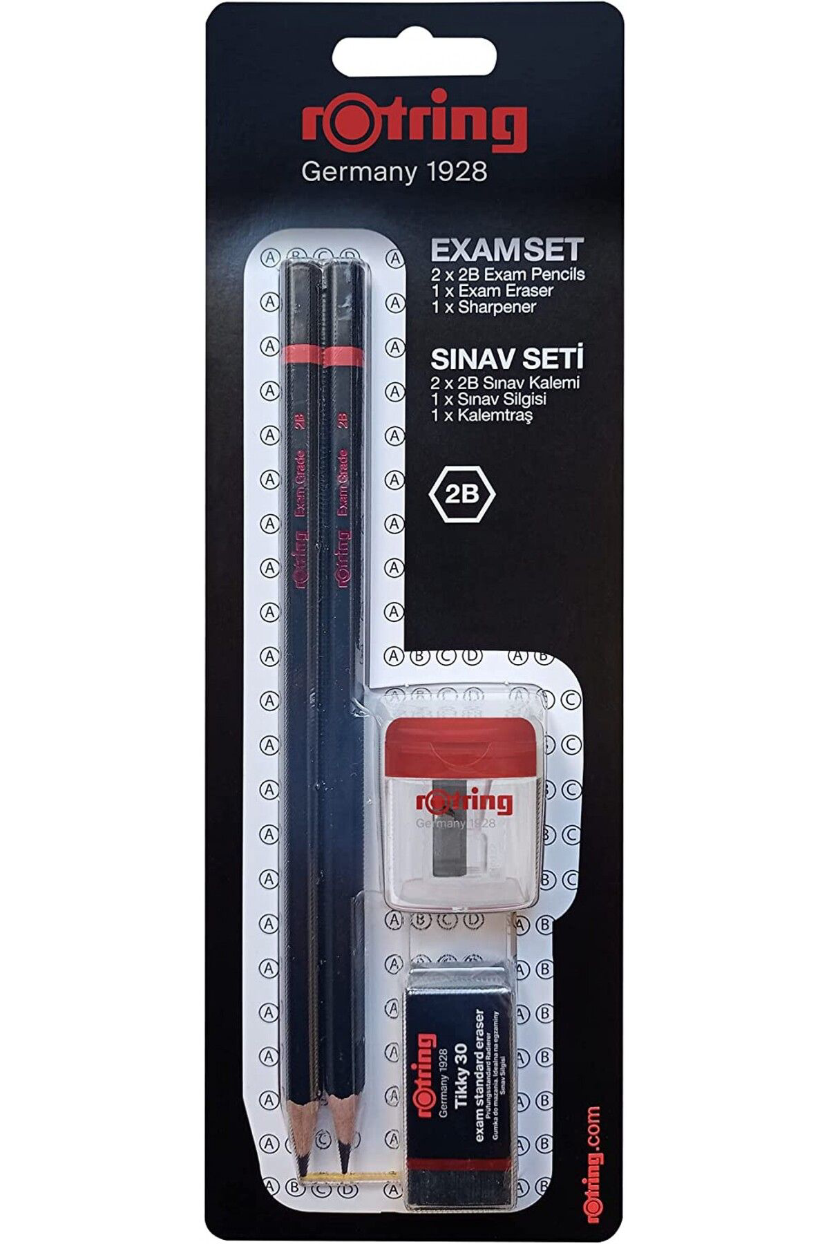 Rotring 4 Parça Sınav Seti - Sınav Kalemi, Silgi, Kalemtraş