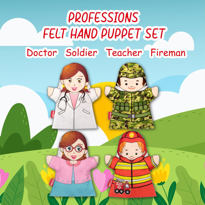 4 Parça Tox Meslekler El Kukla Set , Eğitici Oyuncak