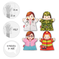 4 Parça Tox Meslekler El Kukla Set , Eğitici Oyuncak