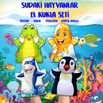 4 Parça Tox Sudaki Hayvanlar El Kukla Set , Eğitici Oyuncak 4 Parça Tox Sudaki Hayvanlar El Kukla Set , Eğitici Oyuncak