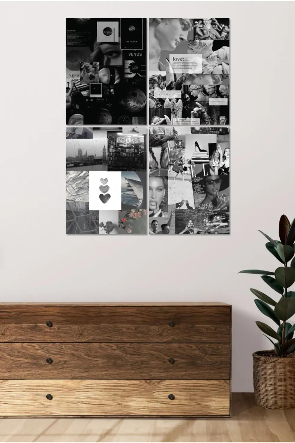 4 Parçalı Çerçeve Görünümlü Mdf Tablo Seti Dnu033
