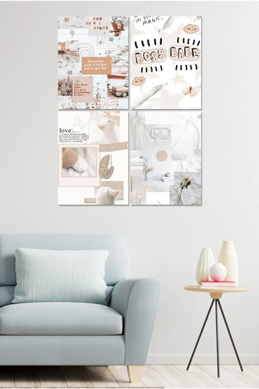 4 Parçalı Çerçeve Görünümlü Mdf Tablo Seti Dnu047
