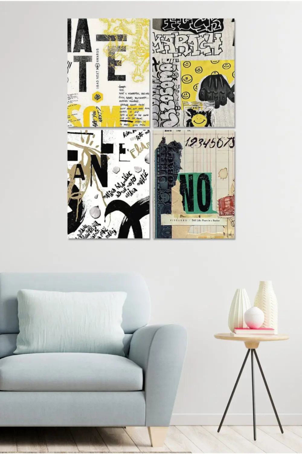 4 Parçalı Çerçeve Görünümlü Mdf Tablo Seti Dnu052