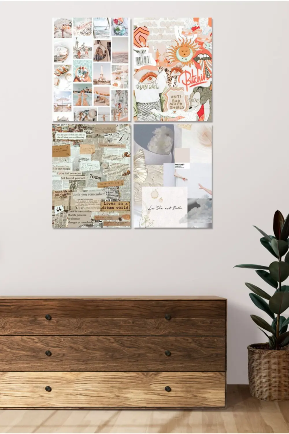 4 Parçalı Çerçeve Görünümlü Mdf Tablo Seti Dnu082