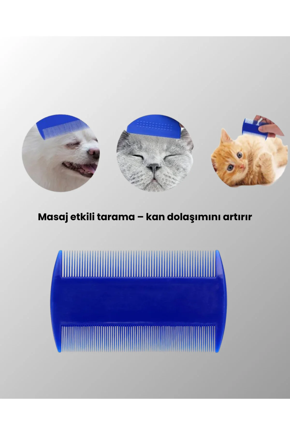 4 Parçalı Evcil Hayvan Tarak Seti – Paslanmaz Çelik Dişli, Ergono