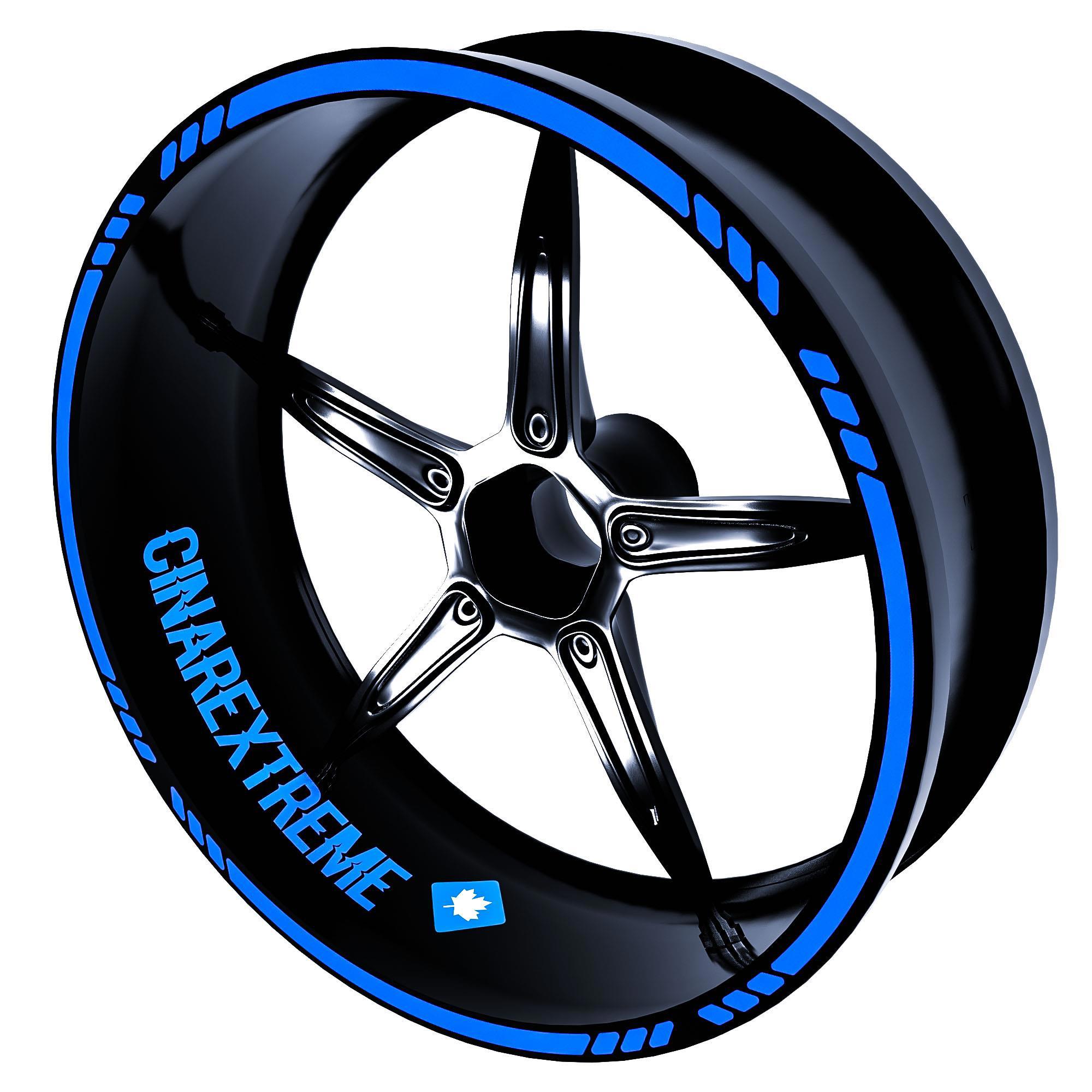 Çinar Extreme 4 Parçali Kesikli Tasarimli Azur Mavi Jant Şeridi Sticker Çinar E